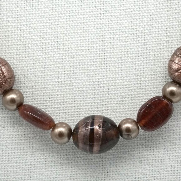 Necklace with Lamp Works Custom Painted Beads. Lobster Clasp. - Picture 2 of 4